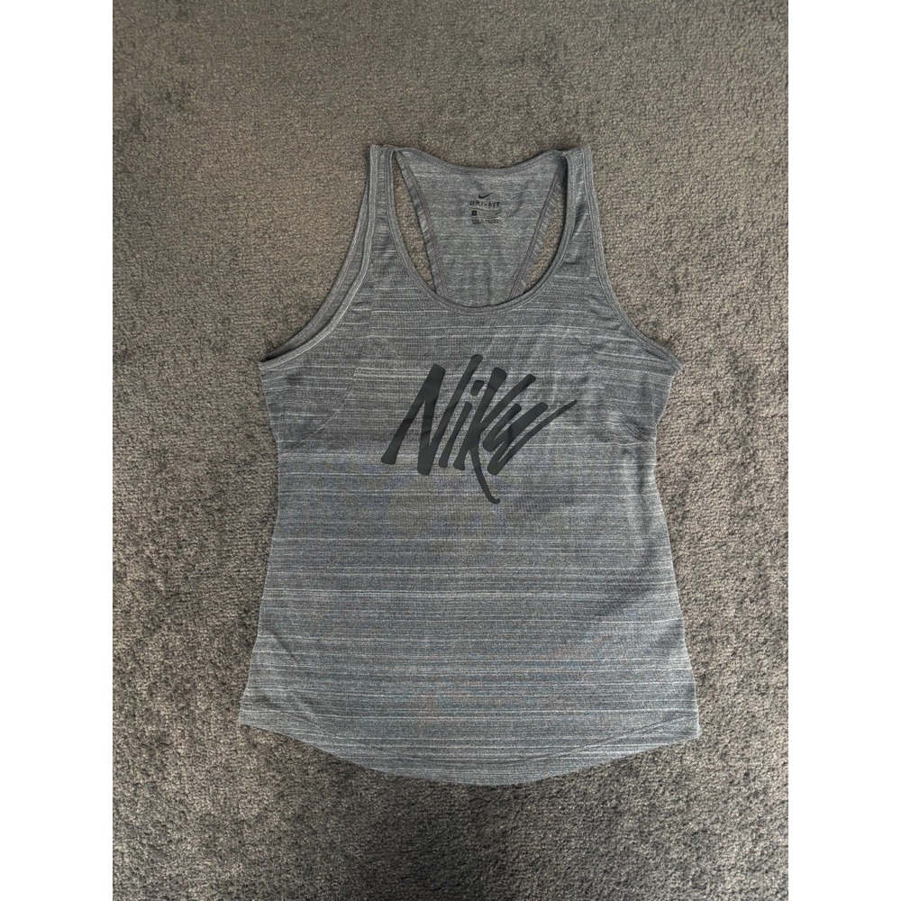 Nike Tank Top Women's Small Gray Heather 100%‎ Polyester Back Keyhole Round Neck